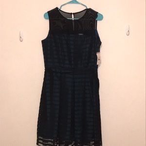 J. Taylor Teal and Black Striped Dress